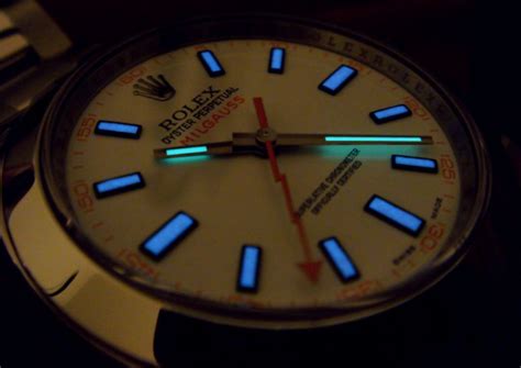 white face rolex milgauss lume shots|rolex milgauss timekee.